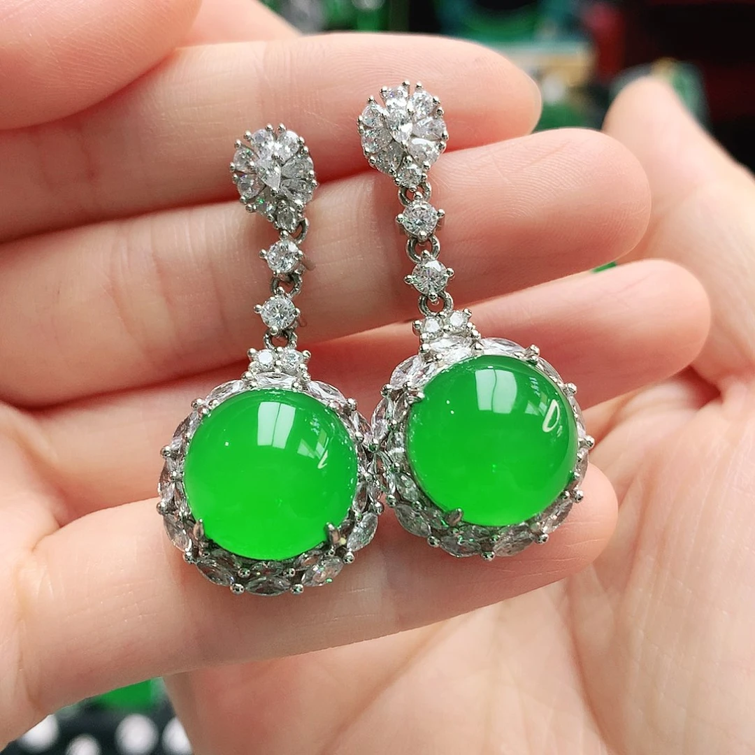 玛瑙/玉髓耳钉银S925镶嵌