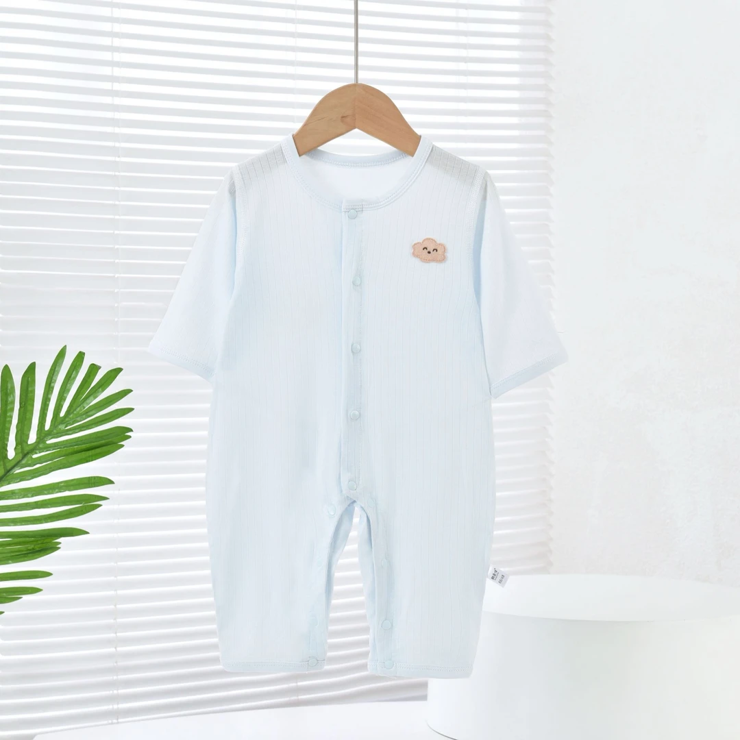 婴儿夏季薄款空调服3长袖睡衣新生儿连体衣6夏天衣服女男宝宝哈衣