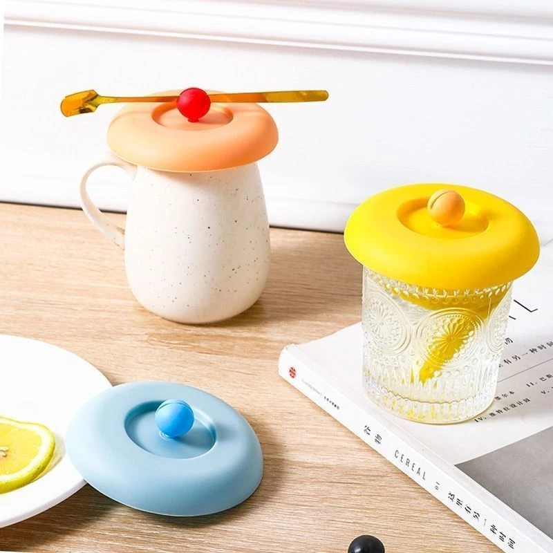 通用防摔硅胶杯盖适配马克杯玻璃陶瓷杯带勺架d3