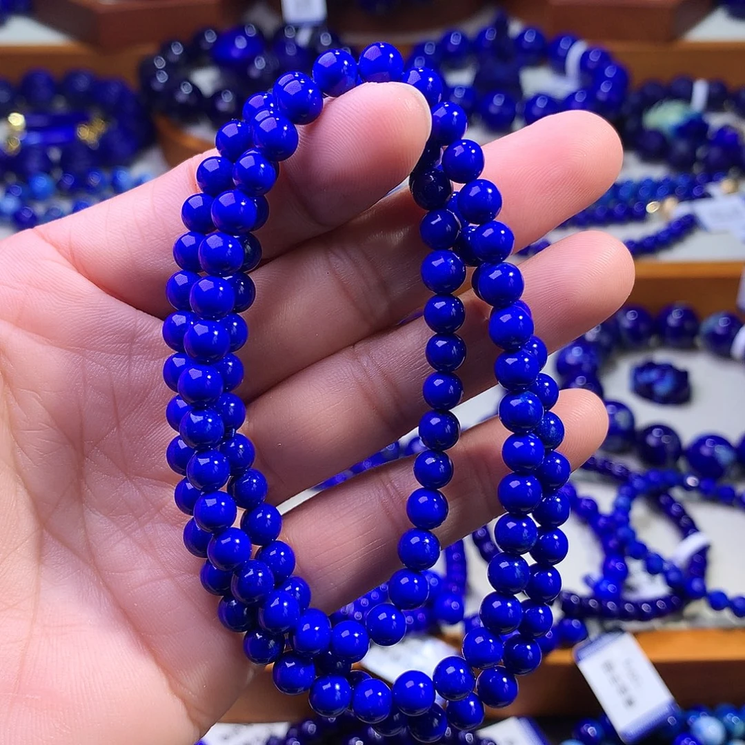 青金石未镶嵌手串5.8m收藏级克莱因艳蓝108佛珠2806