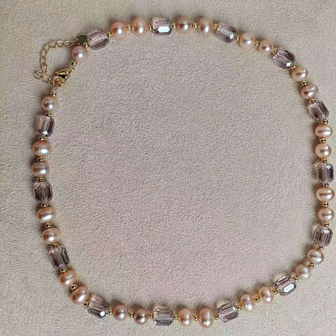 【红粉佳人】淡水珍珠中国红珍珠项链 7-8mm