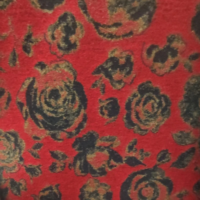 织花奥绒  红底黑玫瑰