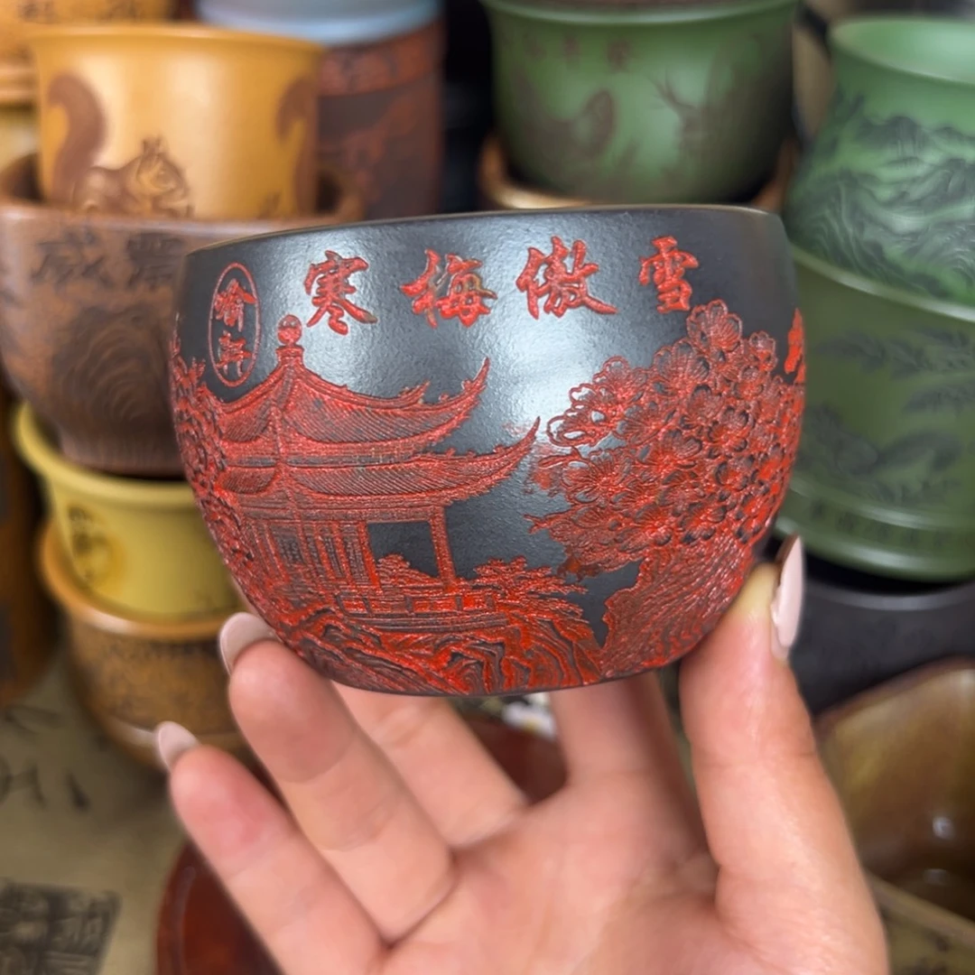 紫泥茶杯紫砂紫砂