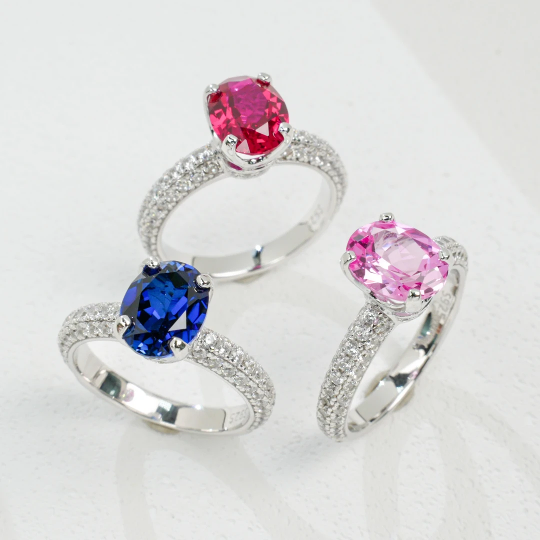 925银戒指 新款时尚培育宝石简约银戒指0665