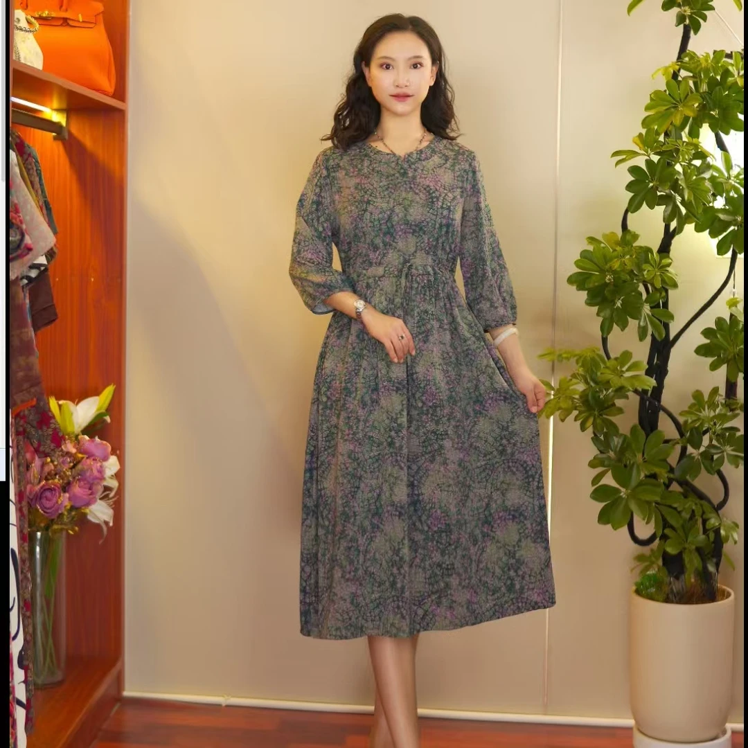 绿美人裙 气质中长款夏季时尚连衣裙百搭遮肉裙子10212-888