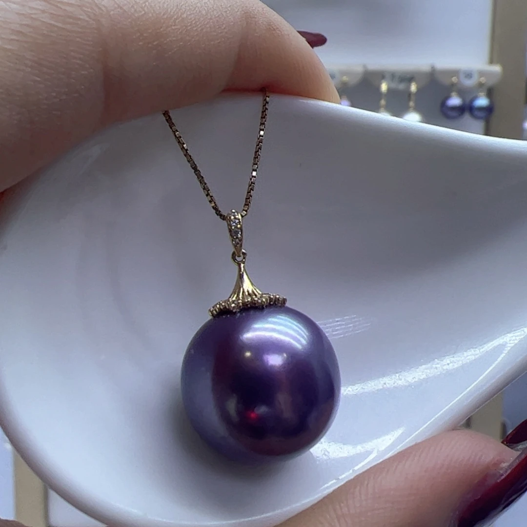 淡水珍珠吊坠(赠链)18K金镶嵌