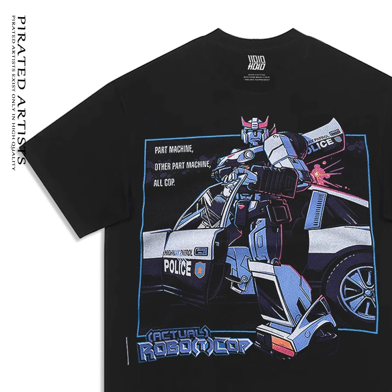 盗版艺术家 美式复古vintage变形金刚汽车人摇滚朋克嘻哈短袖T恤