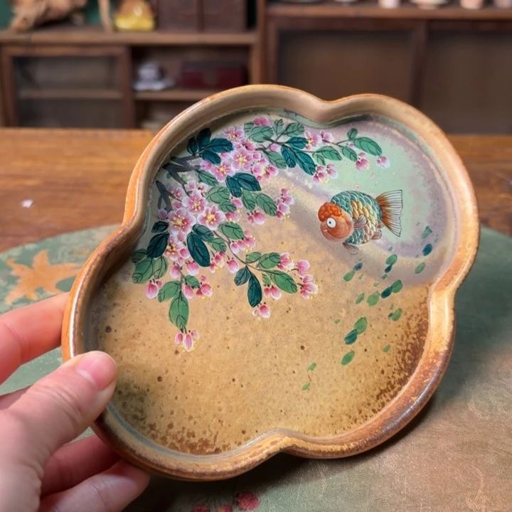 柴烧纯手工手绘陶瓷