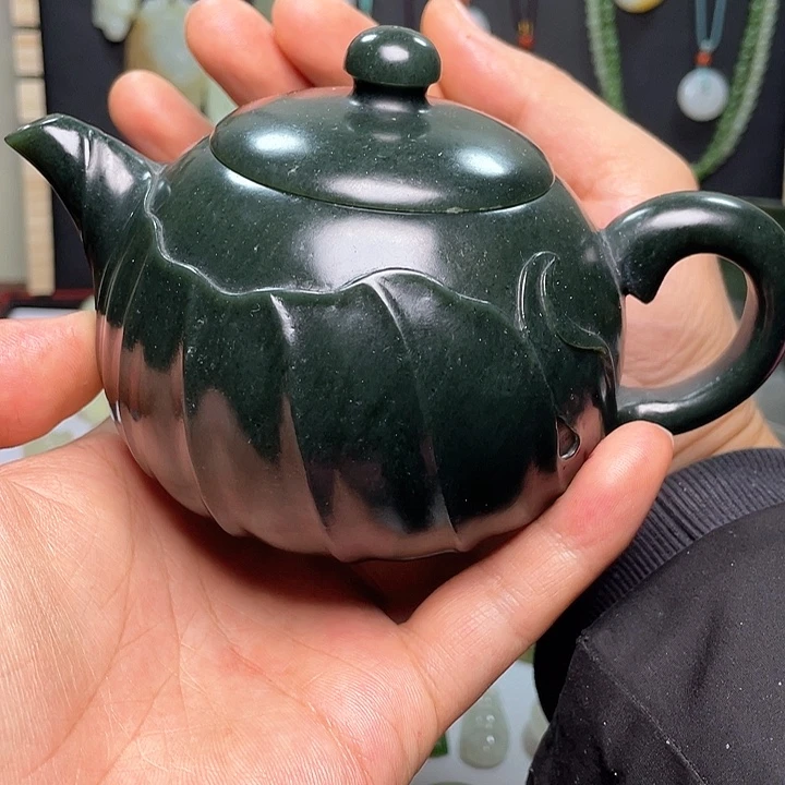和田玉（青玉）和田玉茶壶未镶嵌