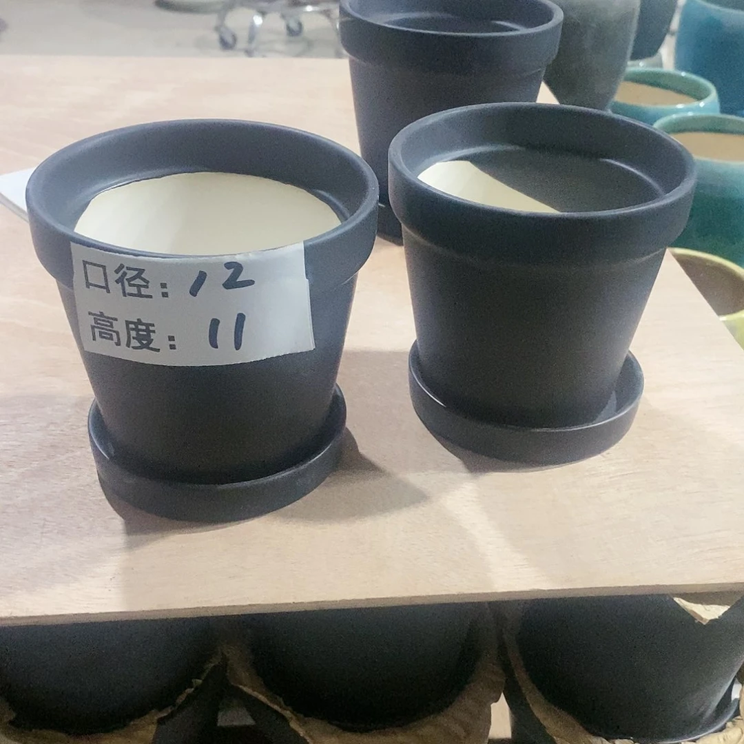 【闪购商品】微瑕花盆-黑12×11-2个带托