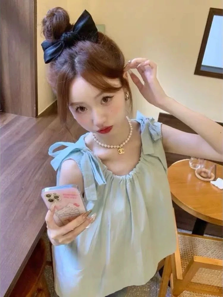 CC 通勤法式潮流风宽松型背心吊带夏季气质小众短款甜美