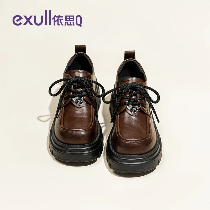 依思Q官方旗舰店小皮鞋女鞋2025新款秋季爆款厚底单鞋百搭乐福鞋