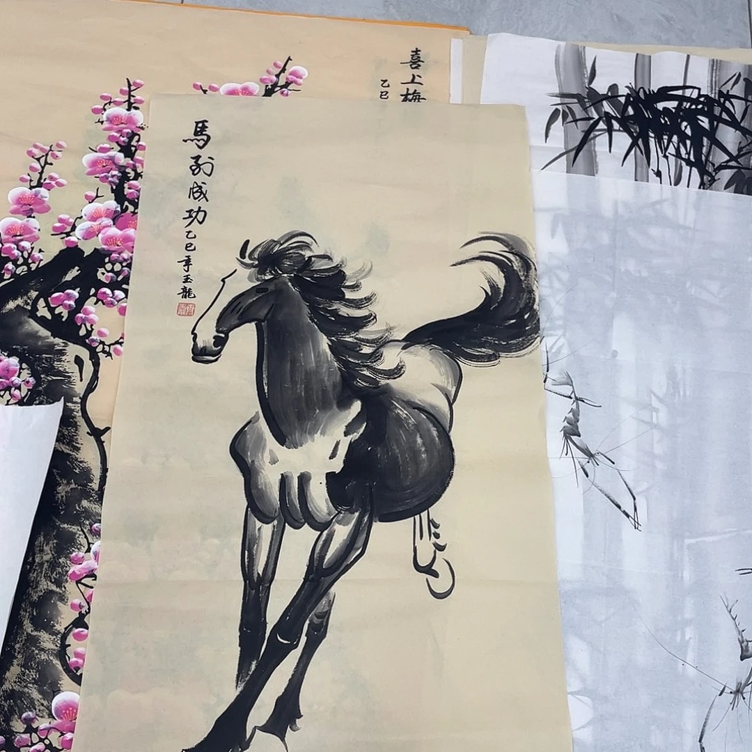 国画国画作品原稿三尺马