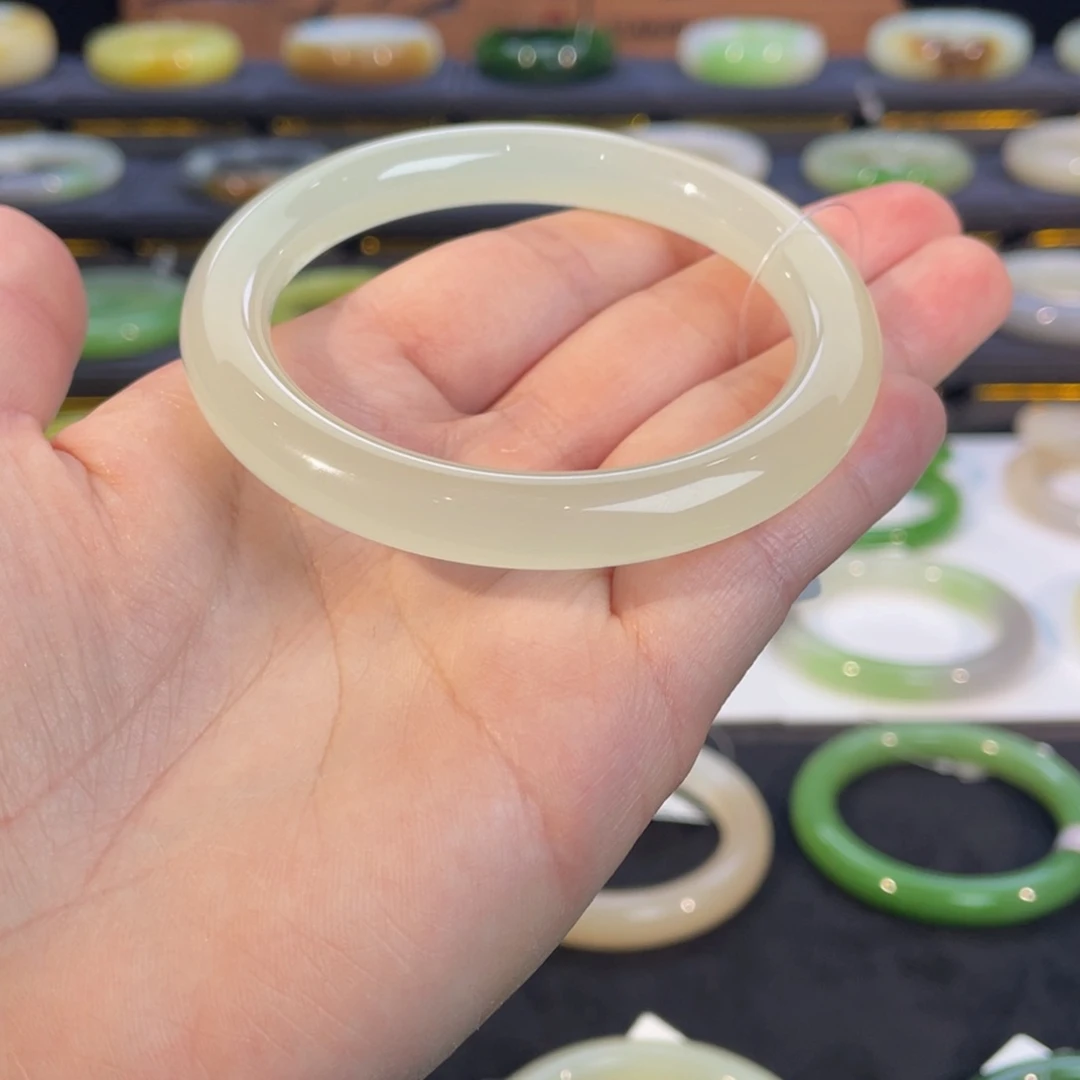 未镶嵌手镯和田玉高冰玻璃底手镯58