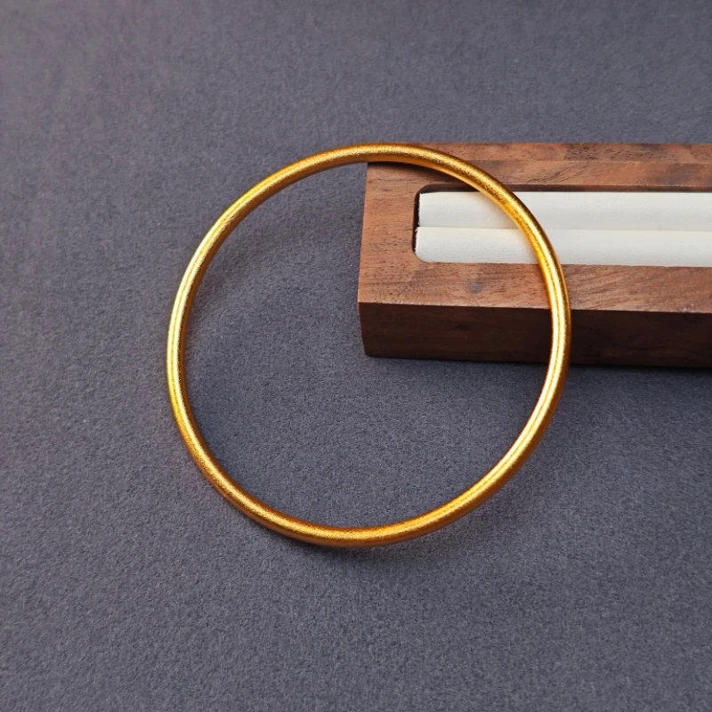 合金手镯 传承手镯百搭素圈古法工艺黄色3mm手环一件20302