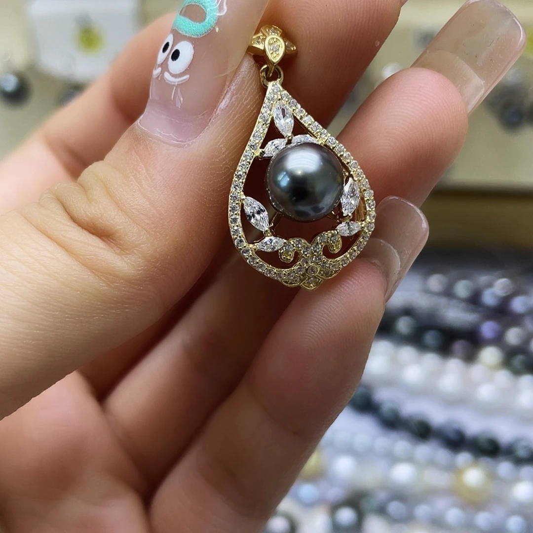 海水珍珠银S925镶嵌颈饰