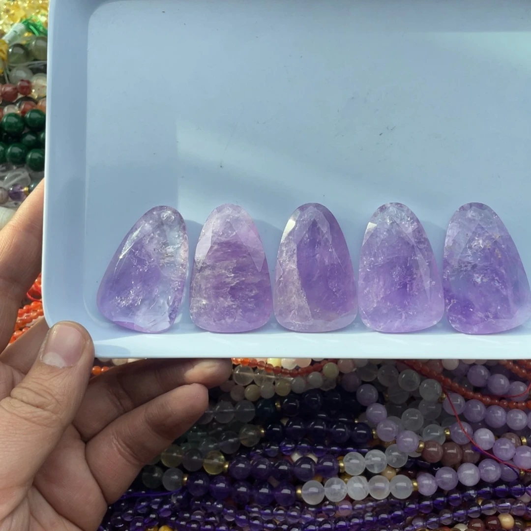 玛瑙/玉髓珠宝半成品未镶嵌一个装28*44紫水切面吊坠