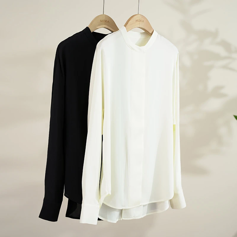 21姆米弹力双乔小立领廓版新中式国风女士衬衫（242021）2454