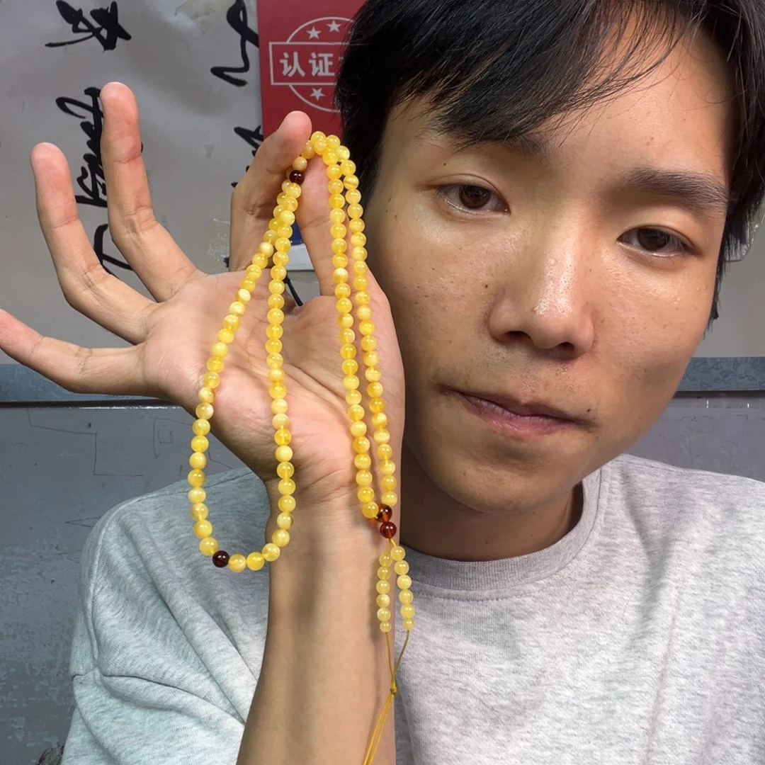 蜜蜡颈饰未镶嵌多样性高端老黄蜡蜜蜡125颗