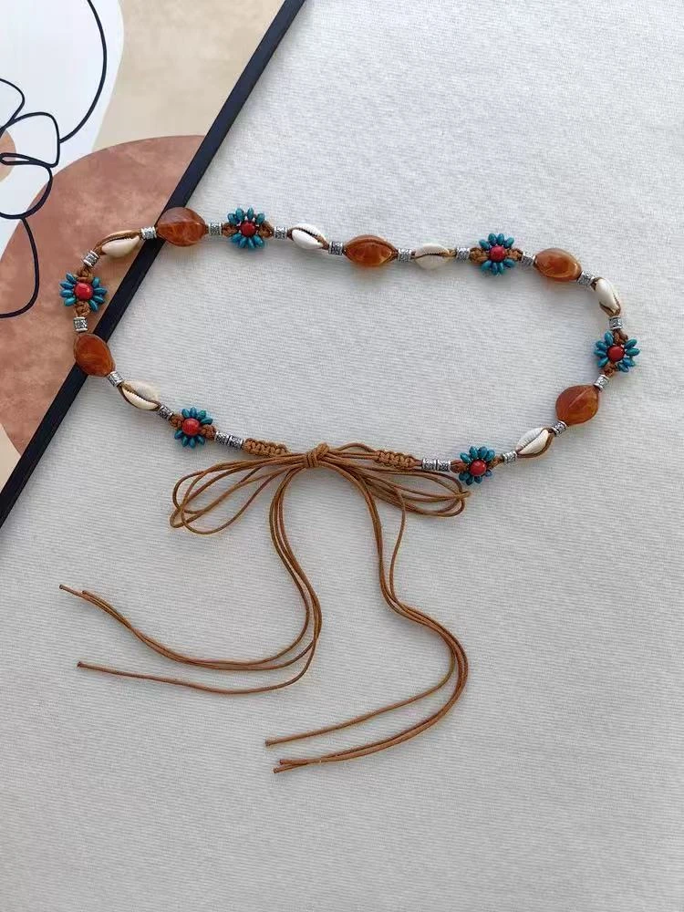 非金属仿珍珠项链 波西米亚编织时尚百搭经典轻奢手工腰带251Q183