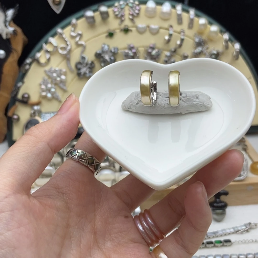 银S925镶嵌海水珍珠画框南洋金珠切珠耳扣