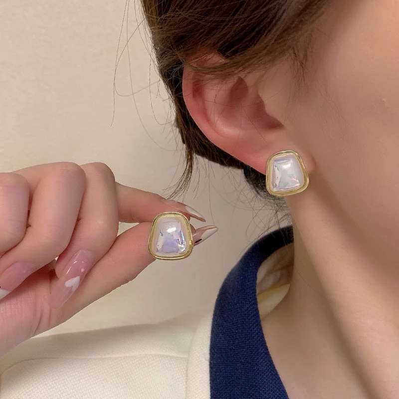 氵炎水S925银针不规则耳钉1038【假一赔四】