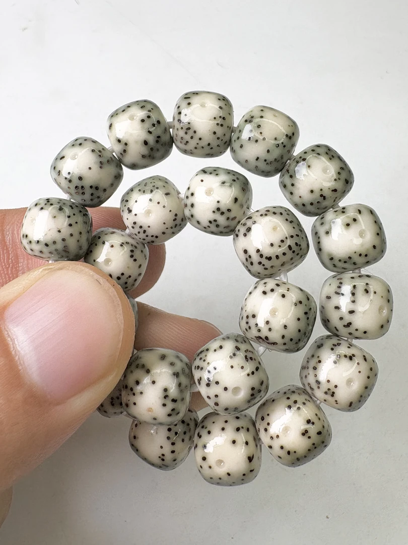 【高级绿包白通体大留白】9x10星月菩提桶珠手串！星点火龙星点