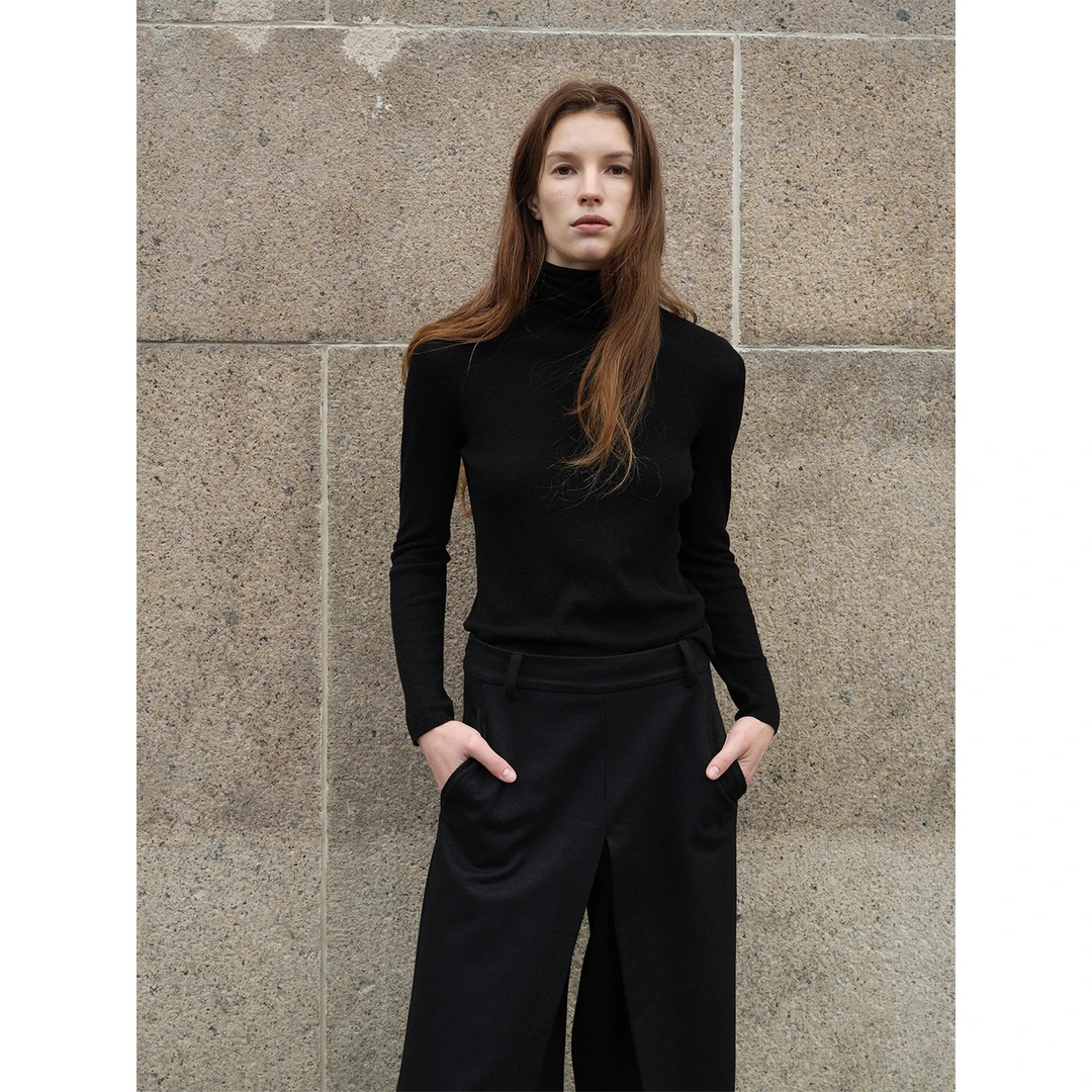 COMMEUNTISSU丝羊绒高领修身显瘦打底衫上衣