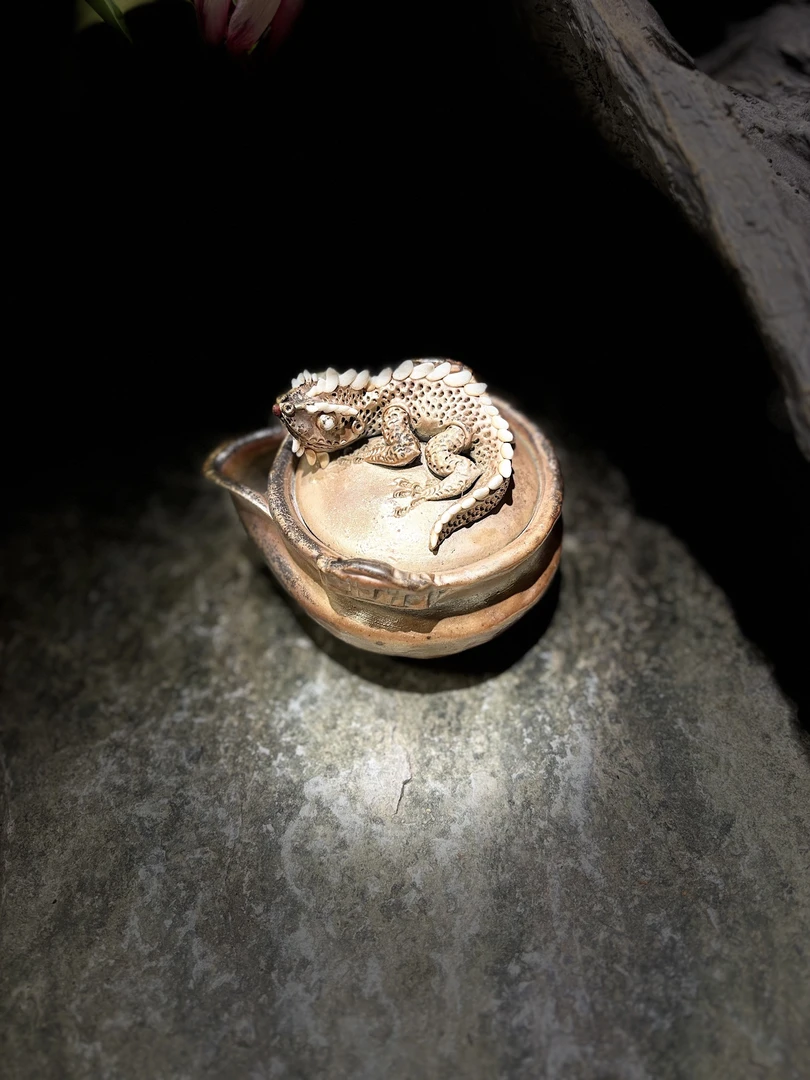 黄秋阳柴烧陶泥蜥蜴宝瓶壶180CC