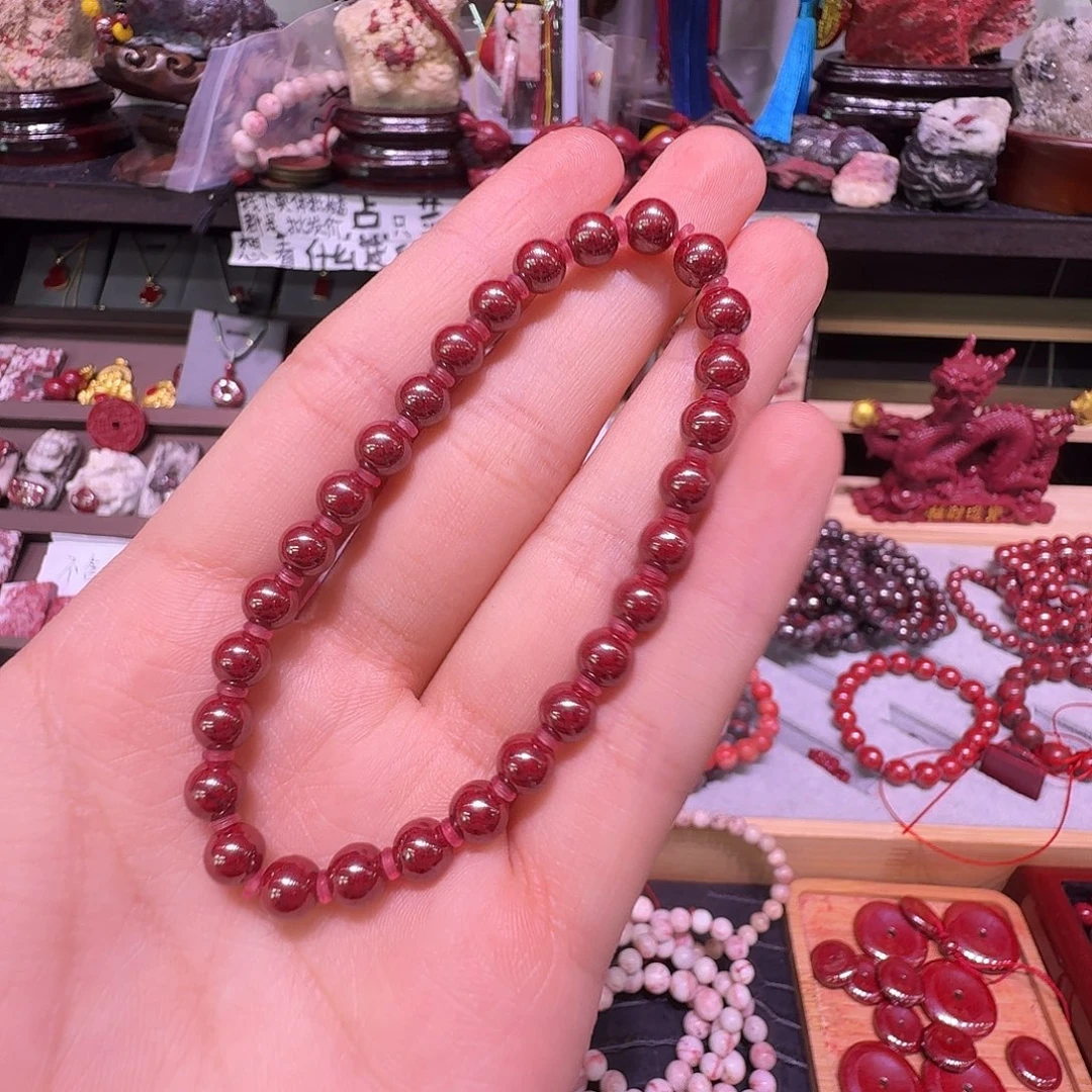 天然辰砂天然原矿至纯手串不含胶高品质大颗粒