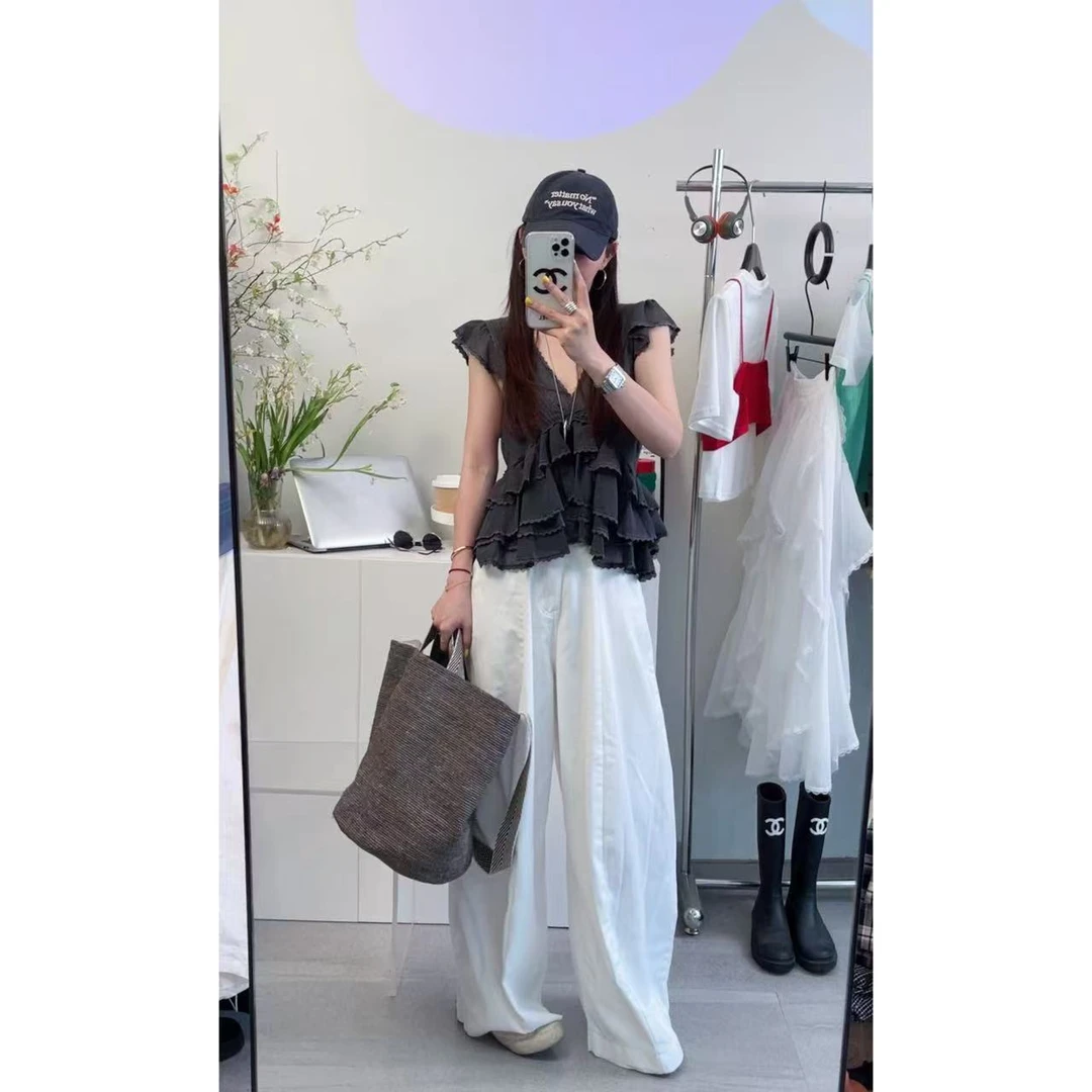 NABAO▶【女蕾丝边重工艺V领百搭上衣】