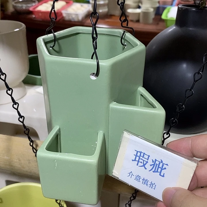 紫砂花盆多肉瑕疵盆有孔。