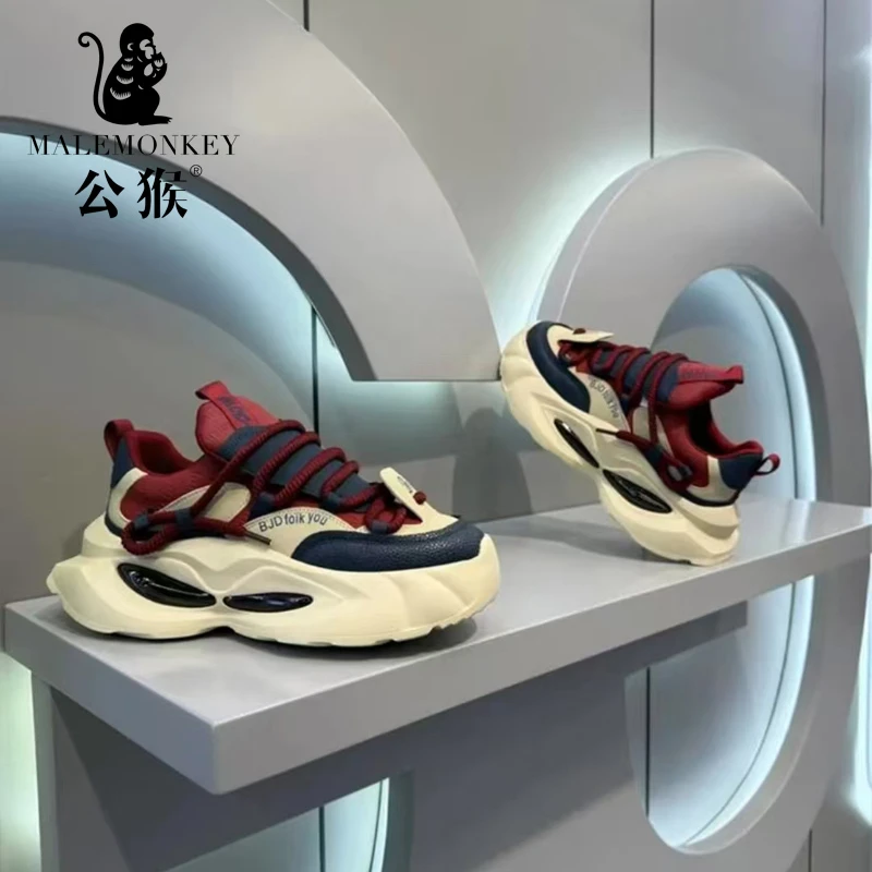 公猴男鞋2025夏季厚底增高气垫老爹鞋子百搭休闲耐磨运动鞋-CF002
