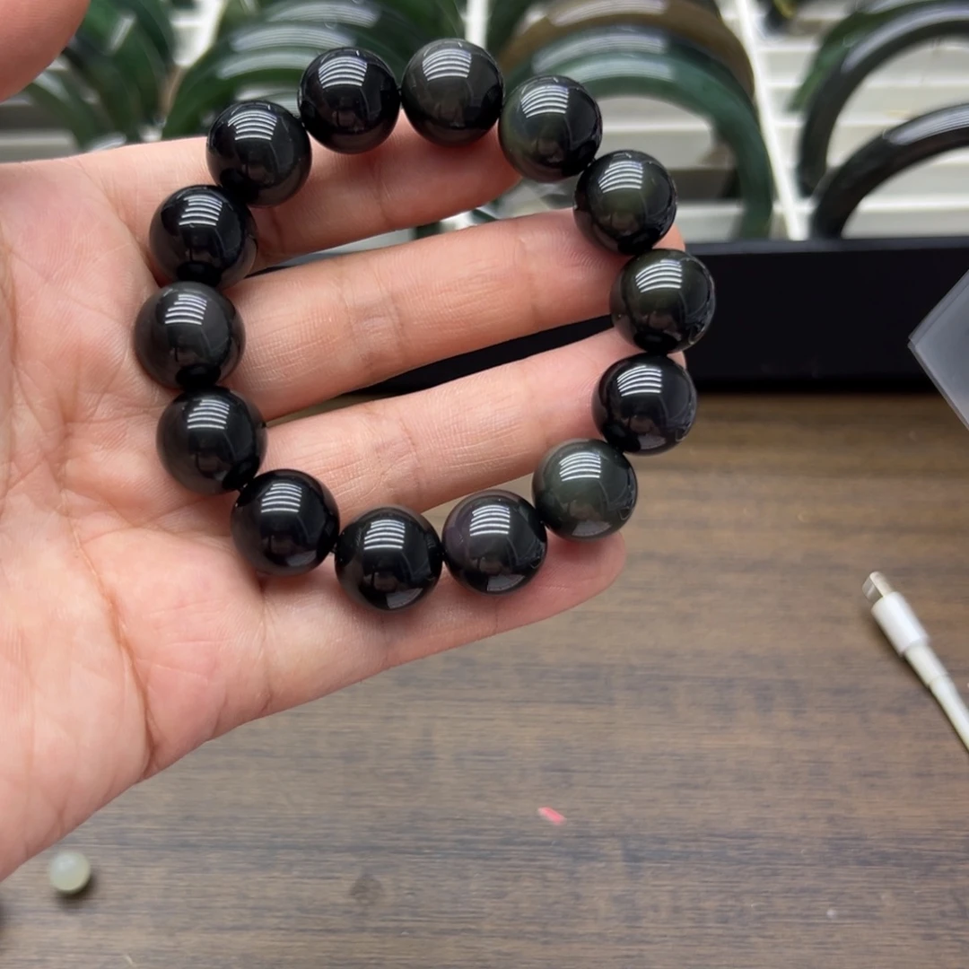 合金黑曜岩手链632