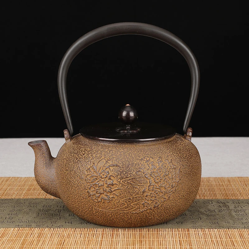 植物黄肌1.2升砂铁壶纯手工烧水泡茶专用失蜡法