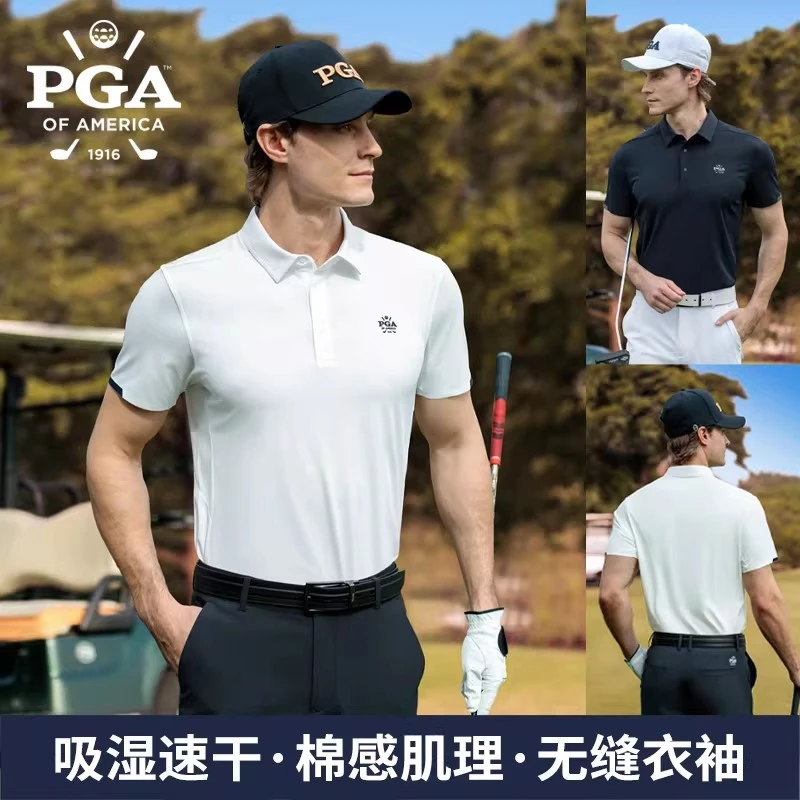 美国PGA高尔夫服装男装短袖T恤春夏吸湿速干服装衣服上衣Polo衫