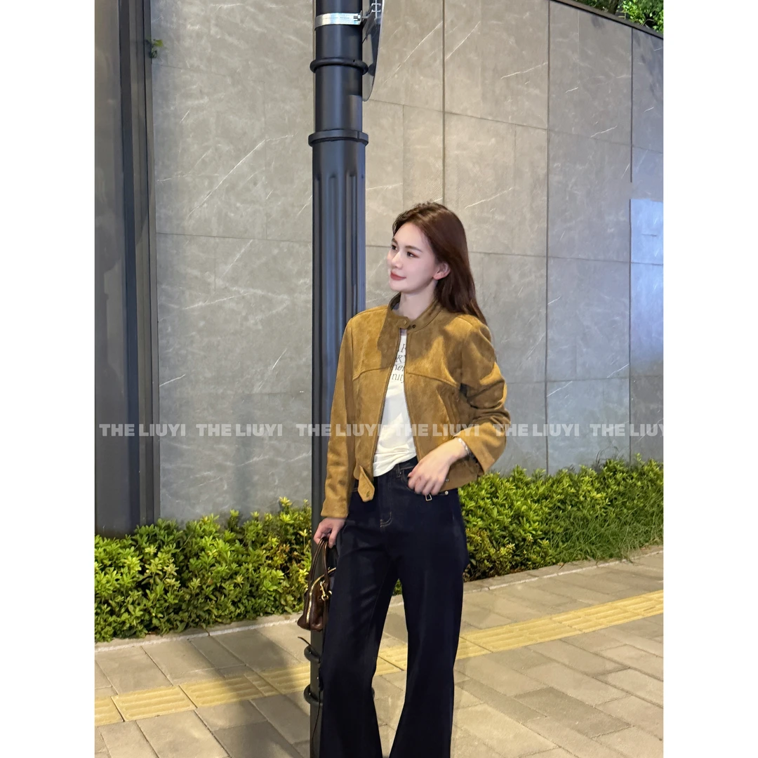 【LIUYI】沙丘~新款设计感复古立领短款显瘦外套58152