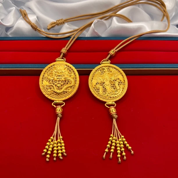 吊坠足银珐琅 龙凤香囊吊坠大气高级新中式风毛衣链