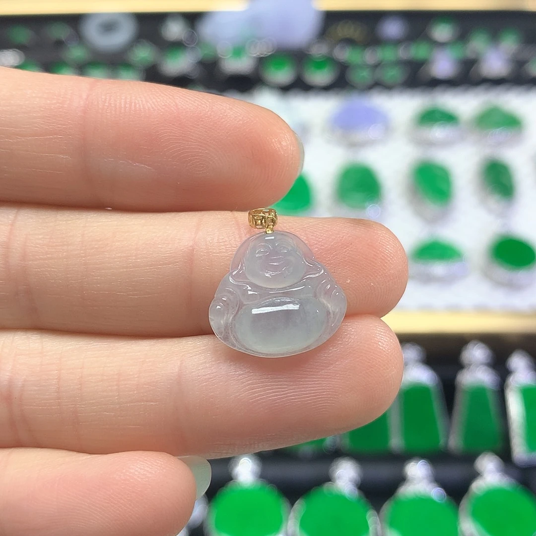 颈饰18K金镶嵌翡翠吊坠