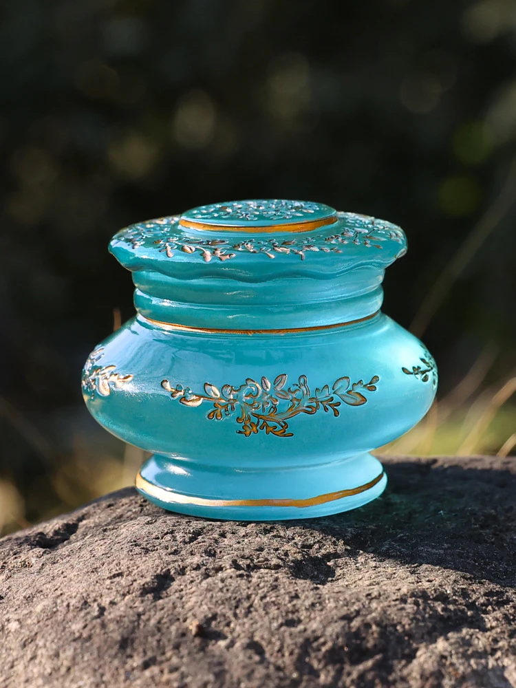 蓝玻璃描金花盖罐国潮沈阳博物馆文物冰箱贴典藏文创纪念品