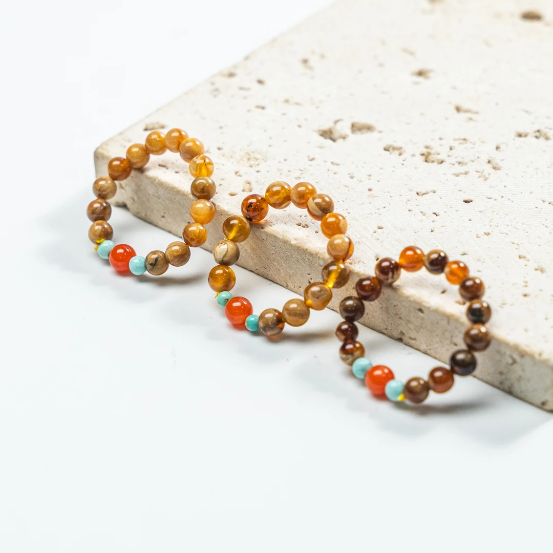 4mm溶洞戒指天然琥珀SDTP4837（多样性发其一）