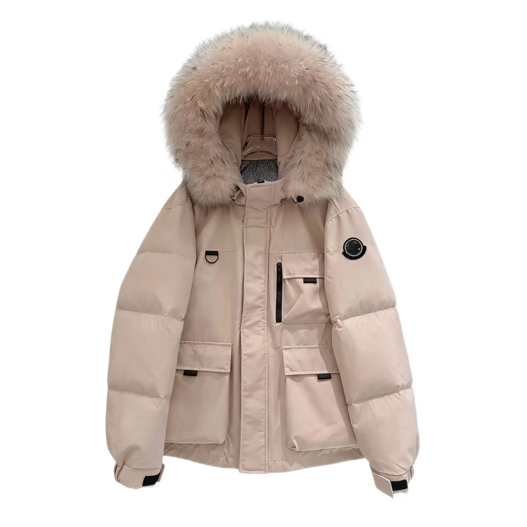 门店36&99！雪国冰岛」90%白鹅绒貉子毛领工装派克羽绒服女 M13945