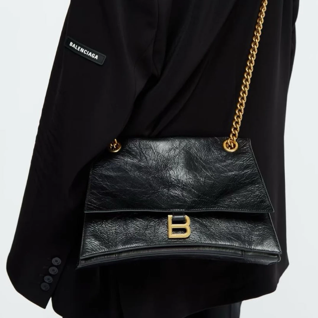 95新 Balenciaga/巴黎世家 黑金斜挎包/7937