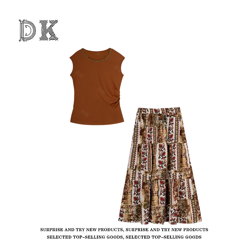 『素净典雅』夏季2025年气质小飞袖设计师款两件套【DK】