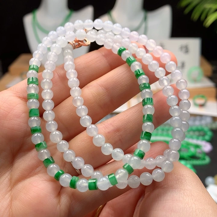 翡翠未镶嵌颈饰天然缅甸A货翡翠 卡5mm