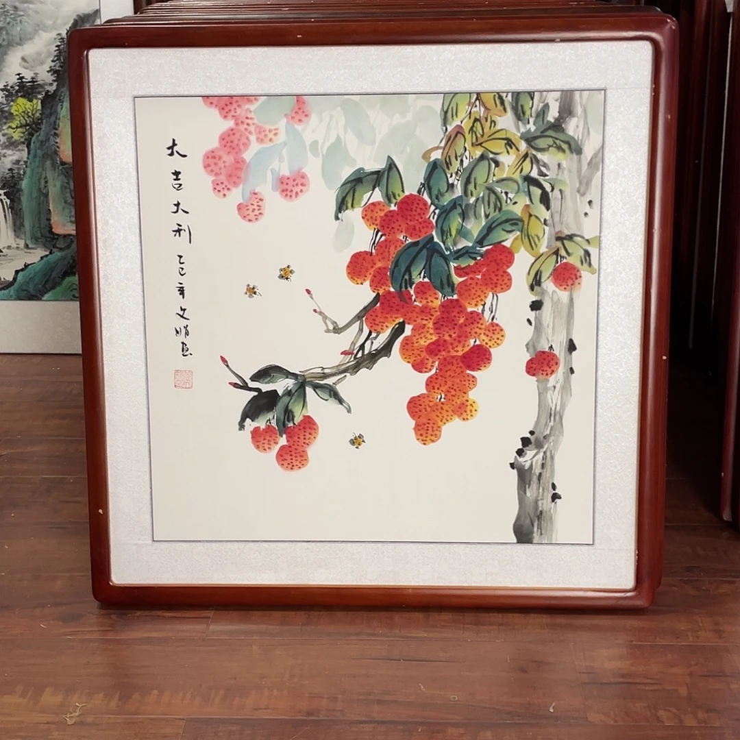 喜***子国画带框尺寸63*63厘米