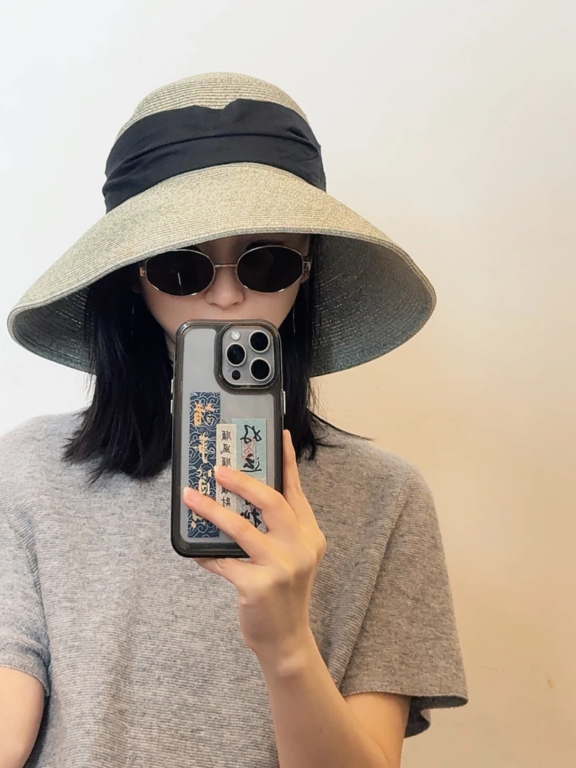 日系超大帽檐蝴蝶结可折叠防晒帽女透气时尚遮阳帽子优雅2025新款