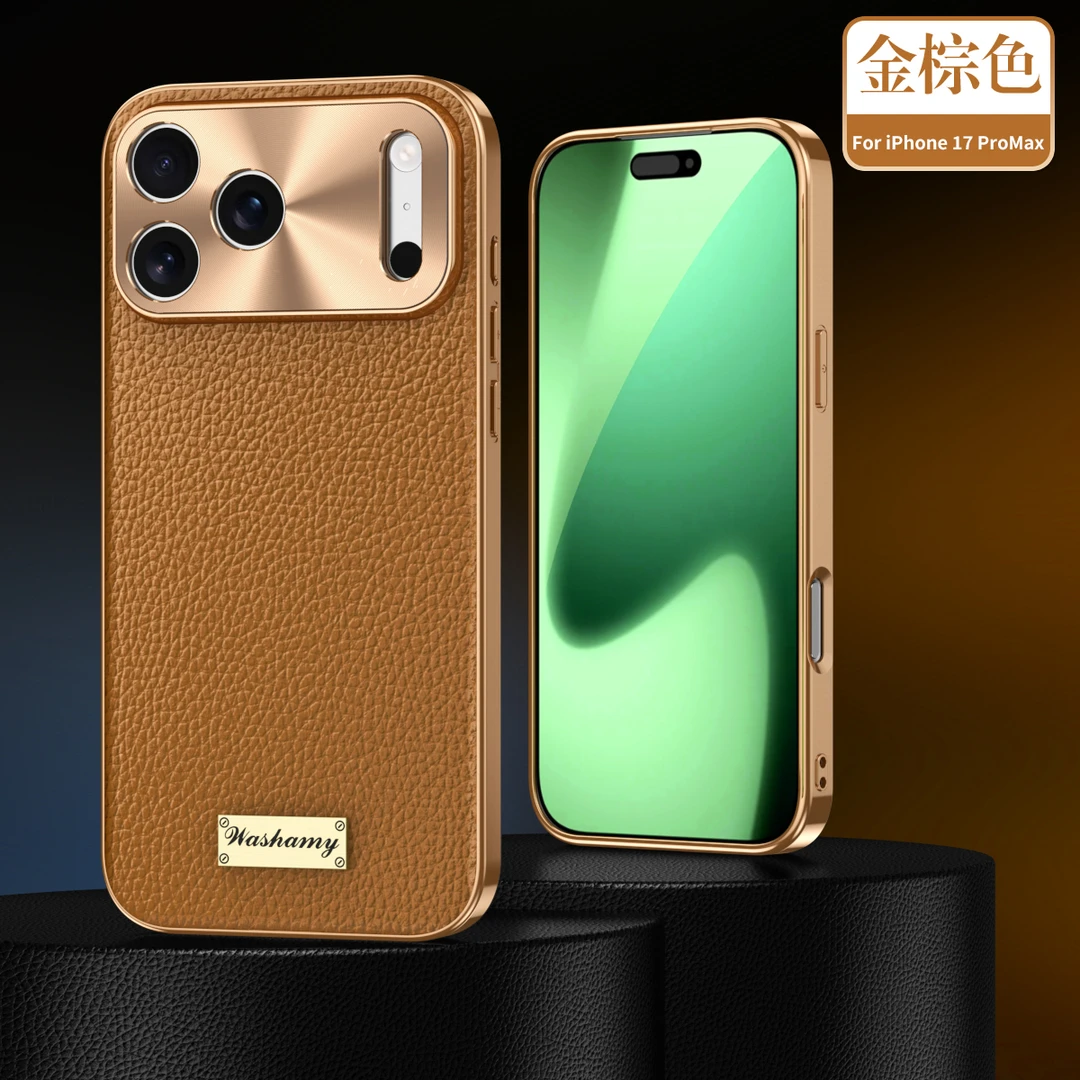 [头层牛皮]适用苹果17ProMax真皮手机壳高档轻奢iphone16防摔皮套