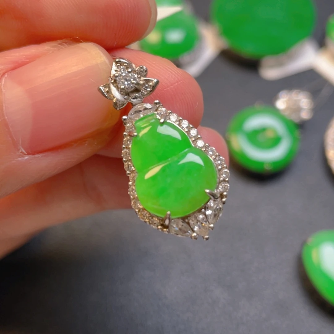 翡翠银S925镶嵌吊坠(不含链)