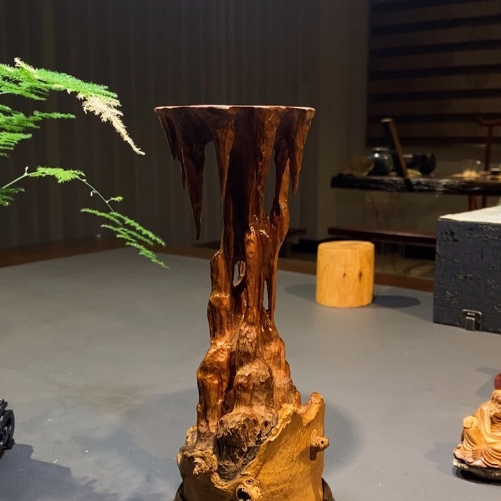 木做****心工艺品荔枝木底座香炉